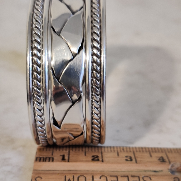 Massive Sterling Silver Braided Cuff Bracelet - Picture 13 of 16
